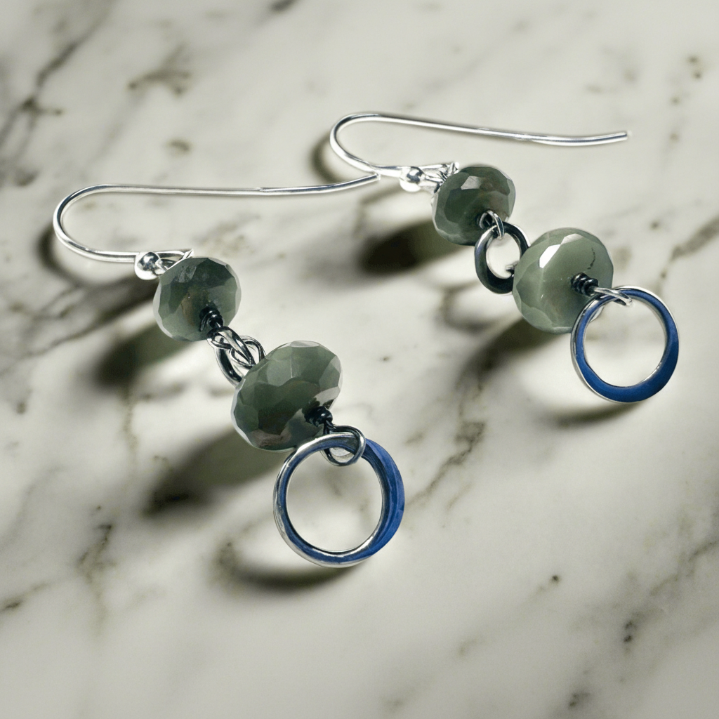 Chain Drop Earrings-Cat’s Eye Gemstone*