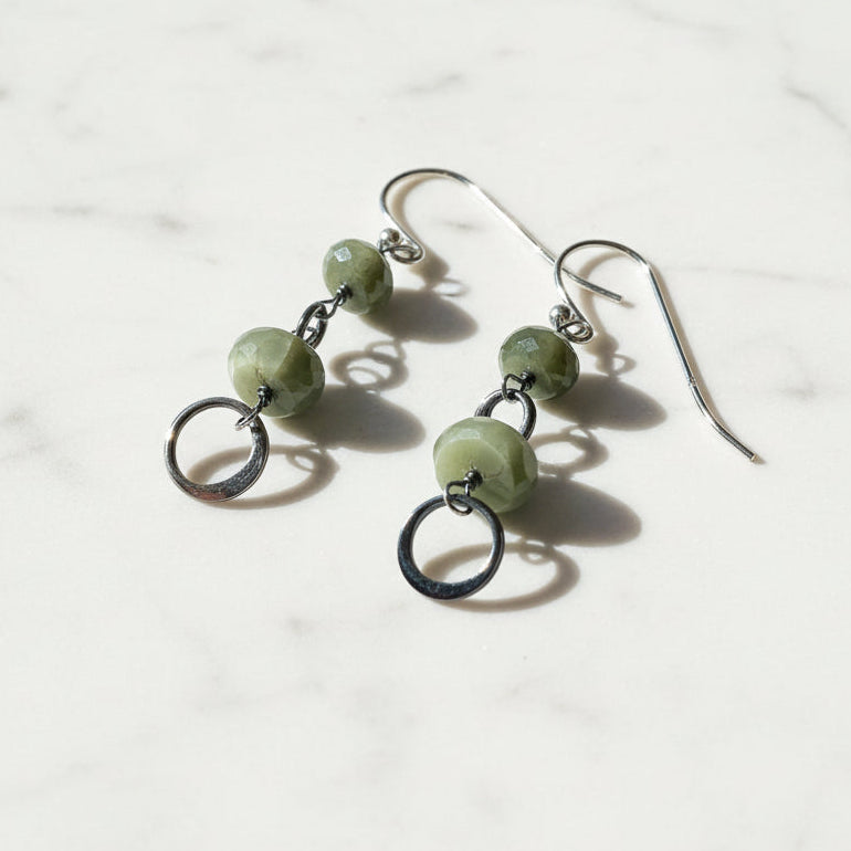 Chain Drop Earrings-Cat’s Eye Gemstone*