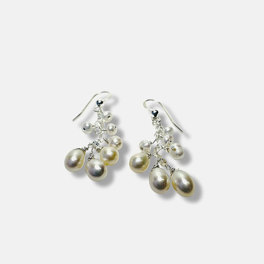Chain Drop Earrings-Pearls*