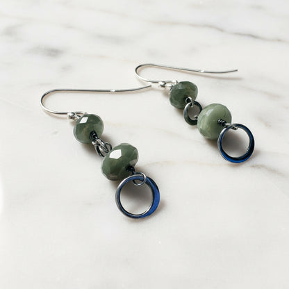 Chain Drop Earrings-Cat’s Eye Gemstone*