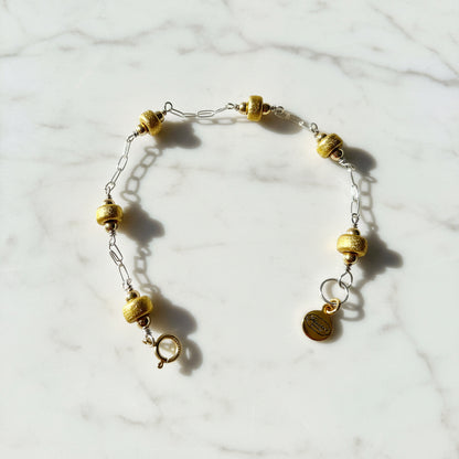 Gold and Silver Beaded Bracelet