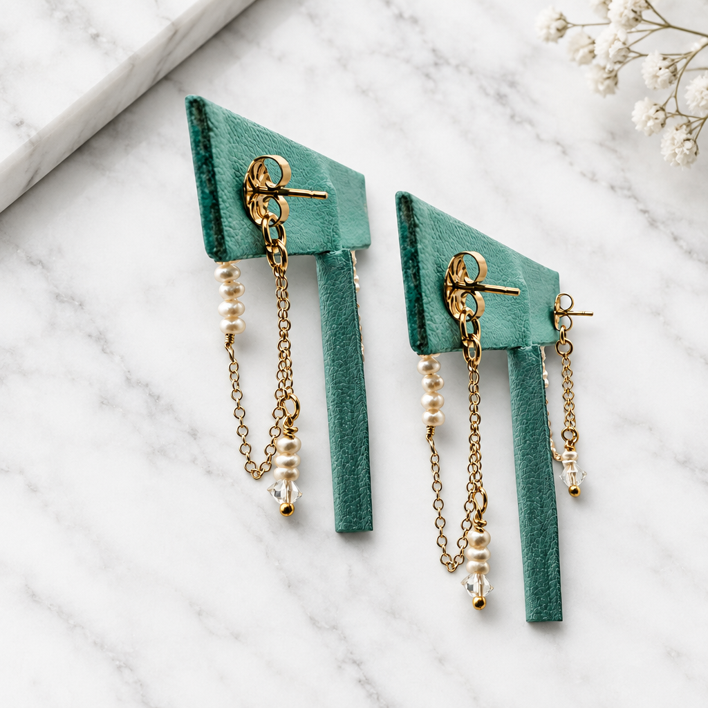 Chain Drop Pearl Earrings- Connected