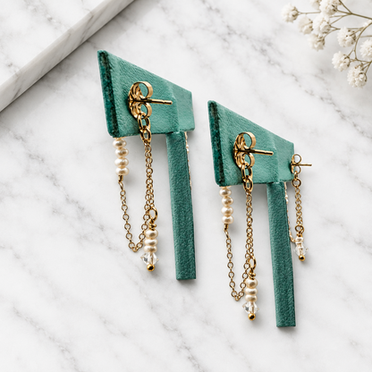 Chain Drop Pearl Earrings- Connected