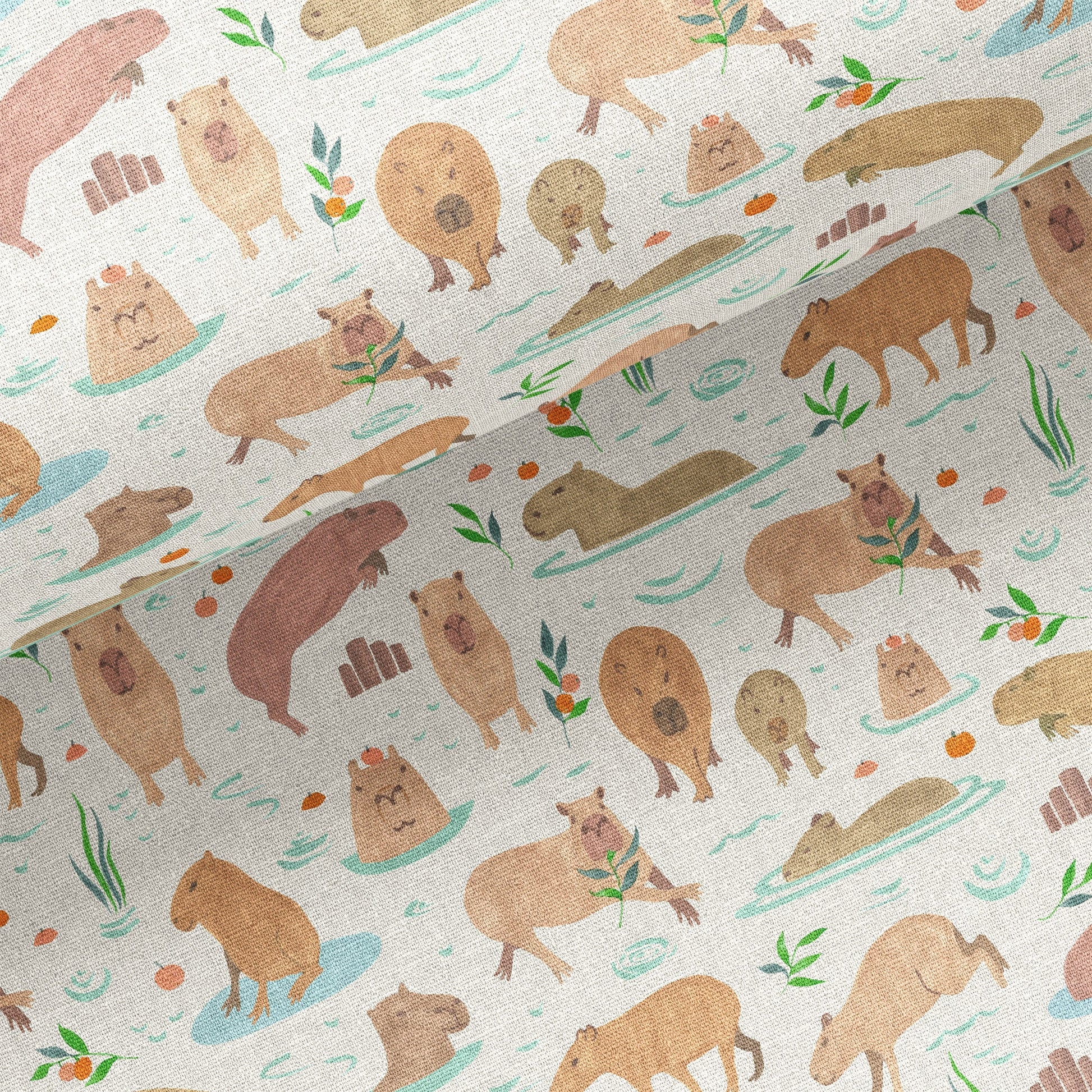 Capybaras linen dish towel