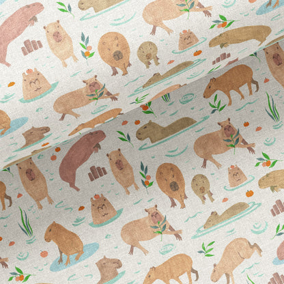 Capybaras linen dish towel