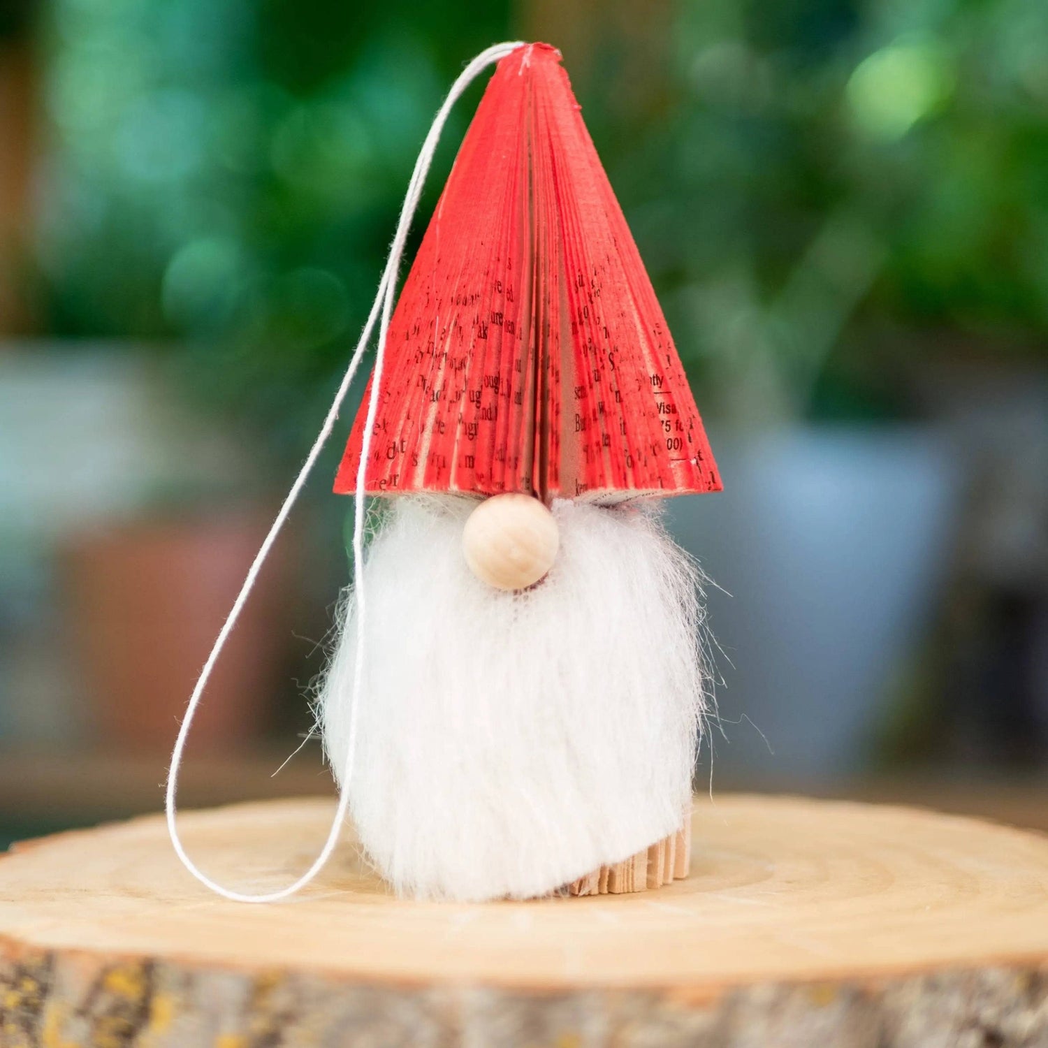 Christmas Gnome Ornament-Bibliophile Holiday Decor-Book Gift Root To Vine