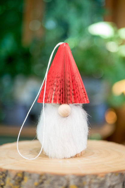 Christmas Gnome Ornament-Bibliophile Holiday Decor-Book Gift Root To Vine