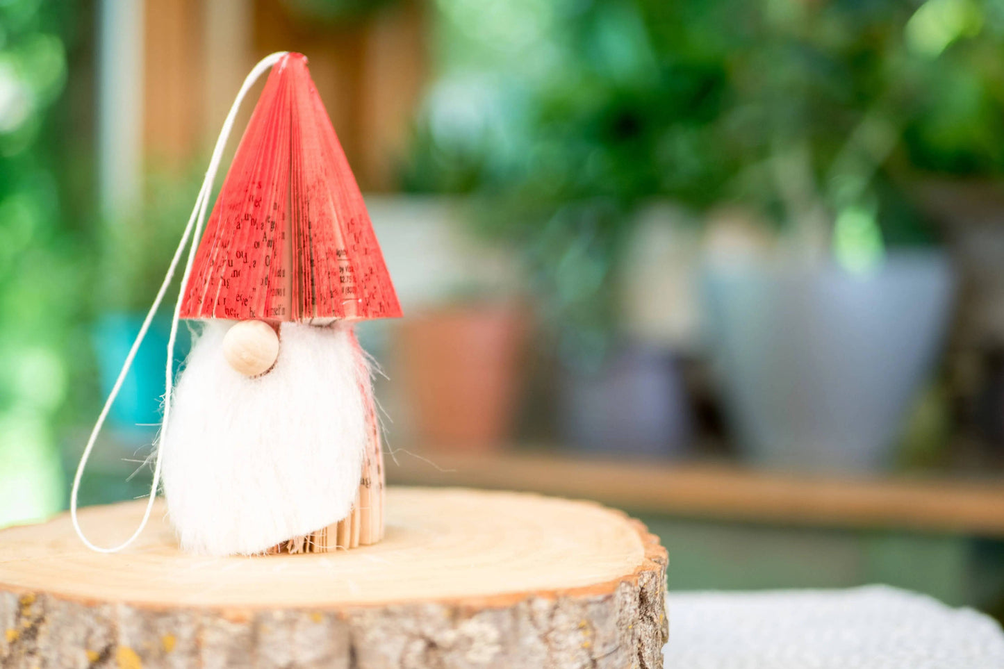 Christmas Gnome Ornament-Bibliophile Holiday Decor-Book Gift Root To Vine