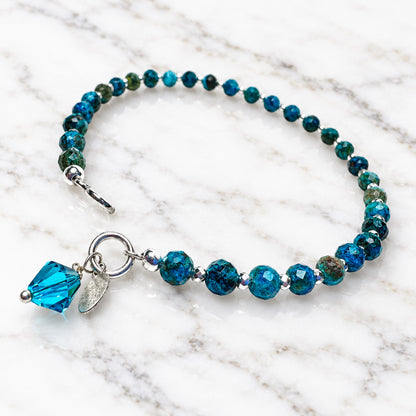 Natural Chrysocolla Beaded Bracelet- Large