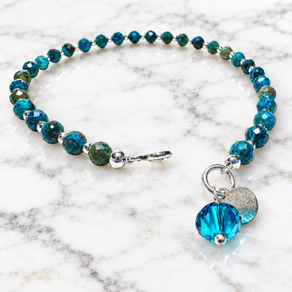 Natural Chrysocolla Beaded Bracelet- Large