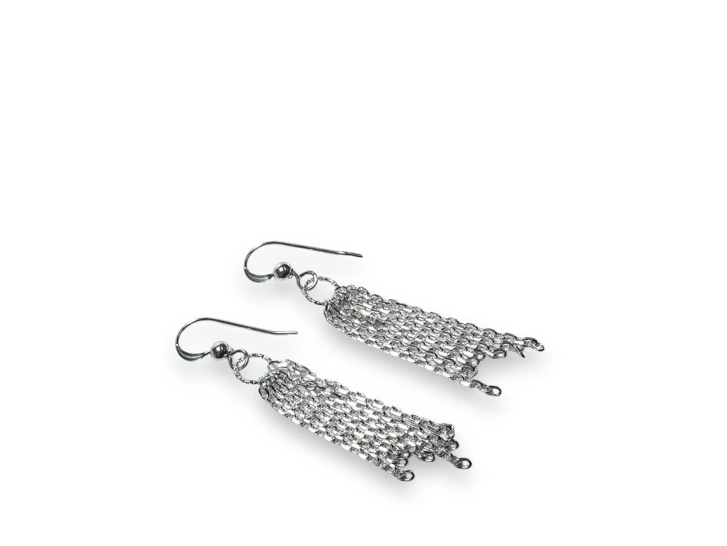 Circle and Chain Earrings, Silver Dangle Earrings* Janine Design