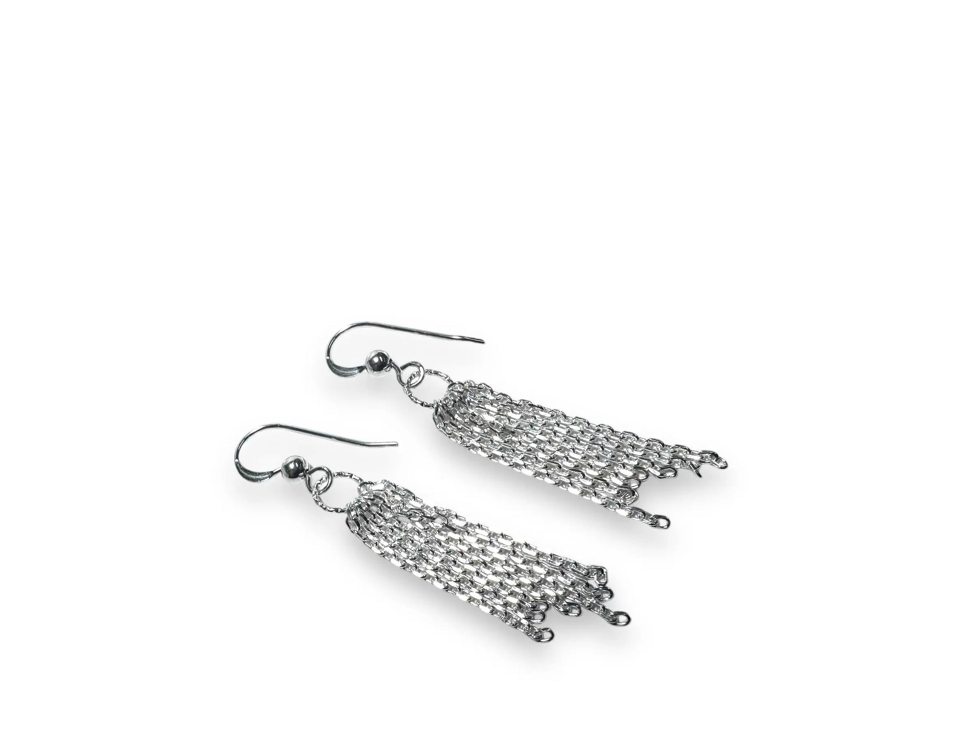 Circle and Chain Earrings, Silver Dangle Earrings* Janine Design
