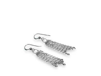 Circle and Chain Earrings, Silver Dangle Earrings* Janine Design
