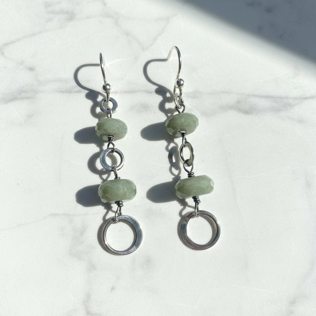 Chain Drop Earrings-Cat’s Eye Gemstone*