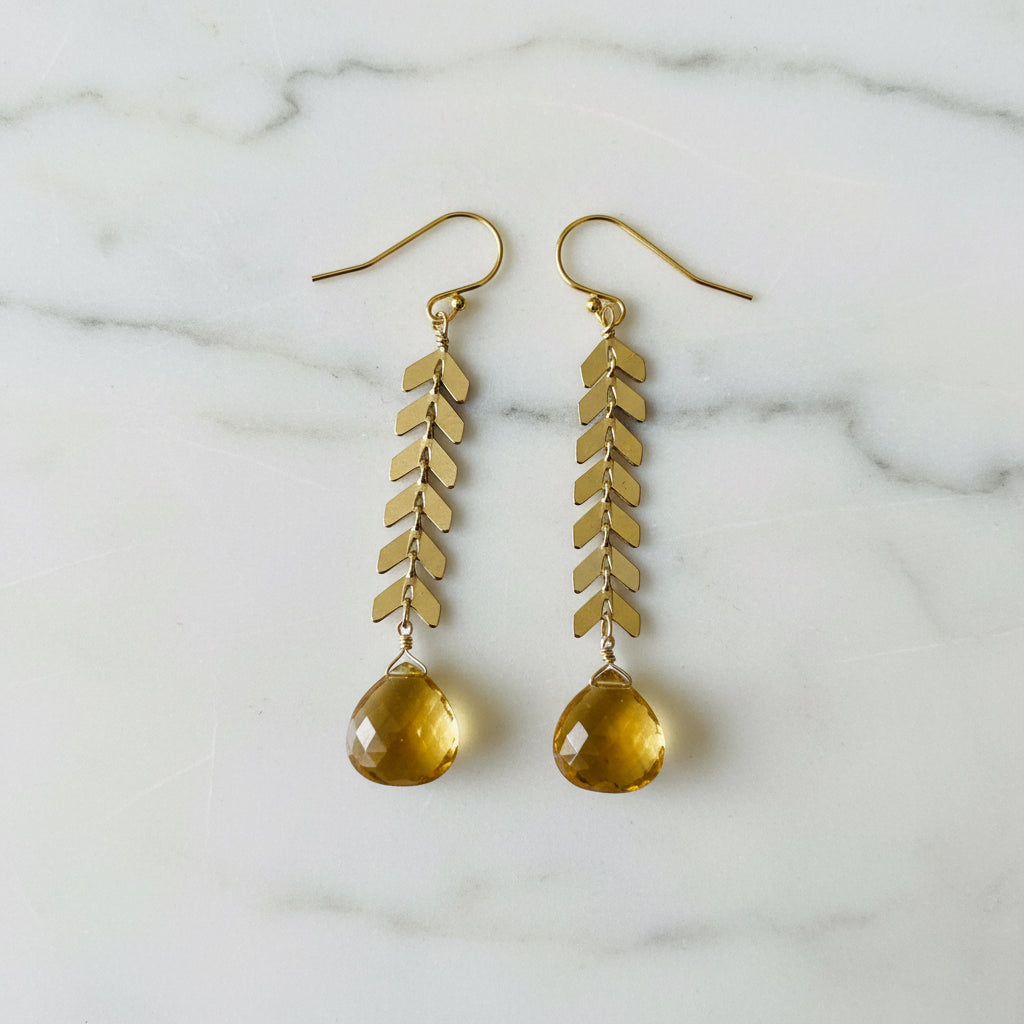 Citrine Chevron Earrings, chevron Earrings, Gemstone Earrings*
