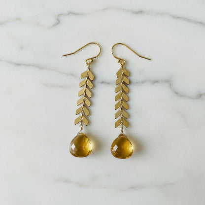 Citrine Chevron Earrings, chevron Earrings, Gemstone Earrings*