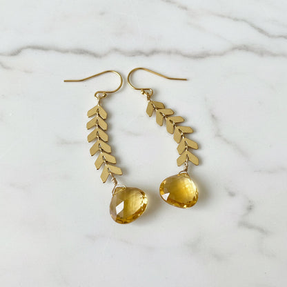 Citrine Chevron Earrings, chevron Earrings, Gemstone Earrings*