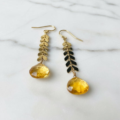 Citrine Chevron Earrings, chevron Earrings, Gemstone Earrings*