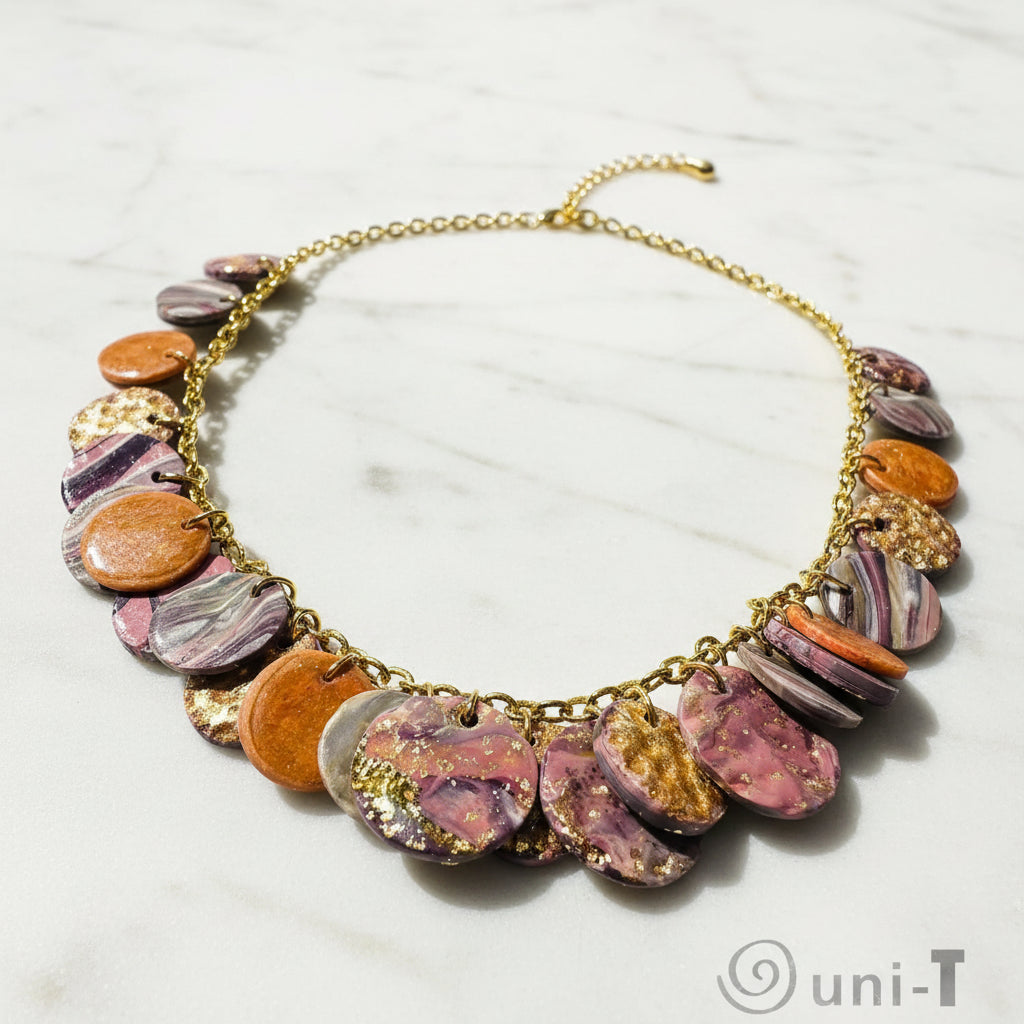 Clay Disk Necklace, Purple Disk Necklace* Janine Design