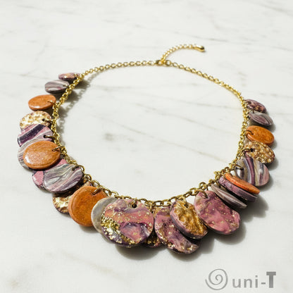 Clay Disk Necklace, Purple Disk Necklace* Janine Design