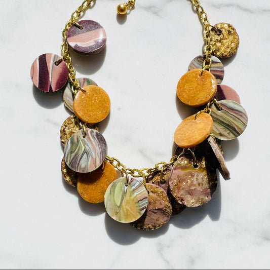 Clay Disk Necklace, Purple Disk Necklace* Janine Design