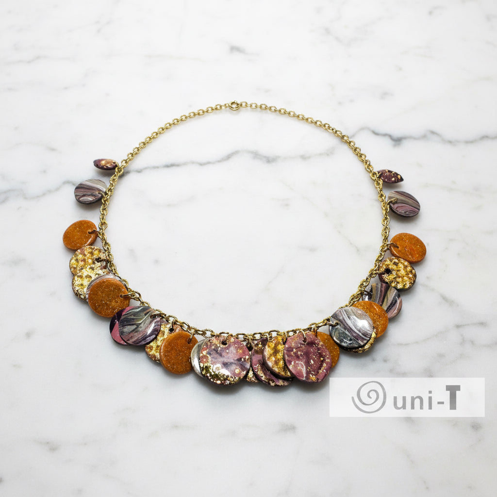 Clay Disk Necklace, Purple Disk Necklace* Janine Design