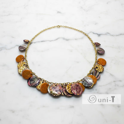 Clay Disk Necklace, Purple Disk Necklace* Janine Design