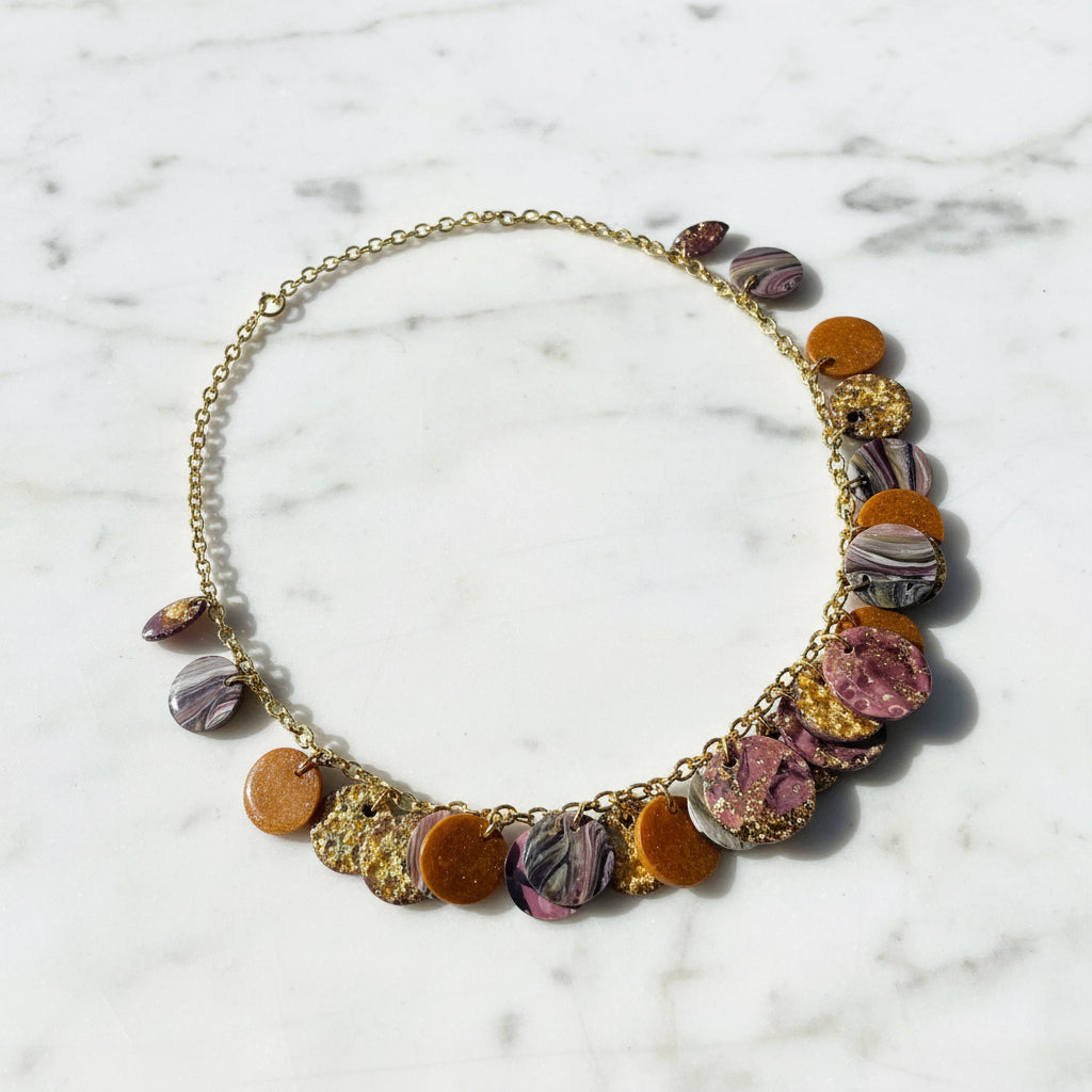 Clay Disk Necklace, Purple Disk Necklace* Janine Design