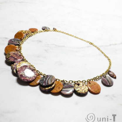 Clay Disk Necklace, Purple Disk Necklace* Janine Design