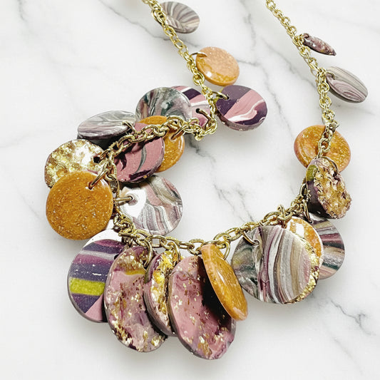 Clay Disk Necklace, Purple Disk Necklace* Janine Design