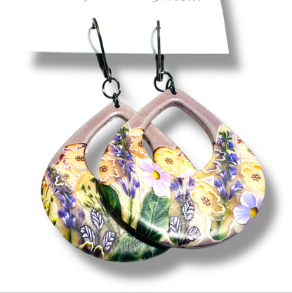 Clay Earrings-Spring Floral Pattern