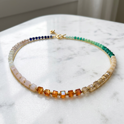 Square Glass Beaded Necklace