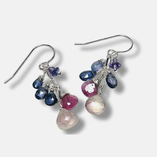 Chain Drop Earrings-Multi Gemstone*