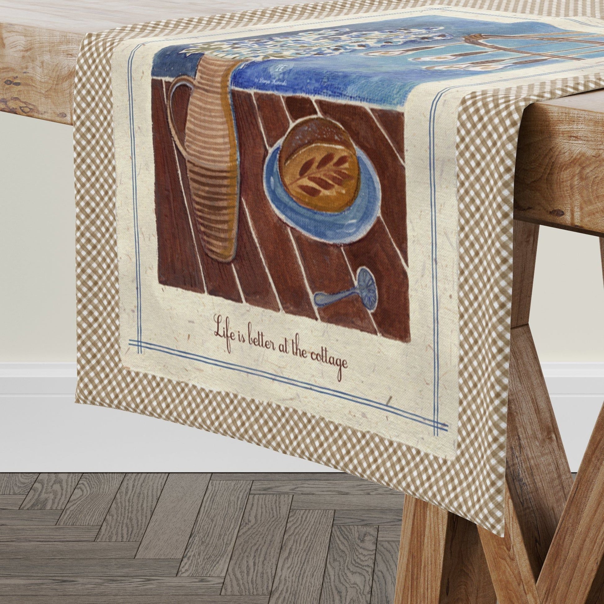 Cottage Still Life Tea Towel with floral and lightbulb design