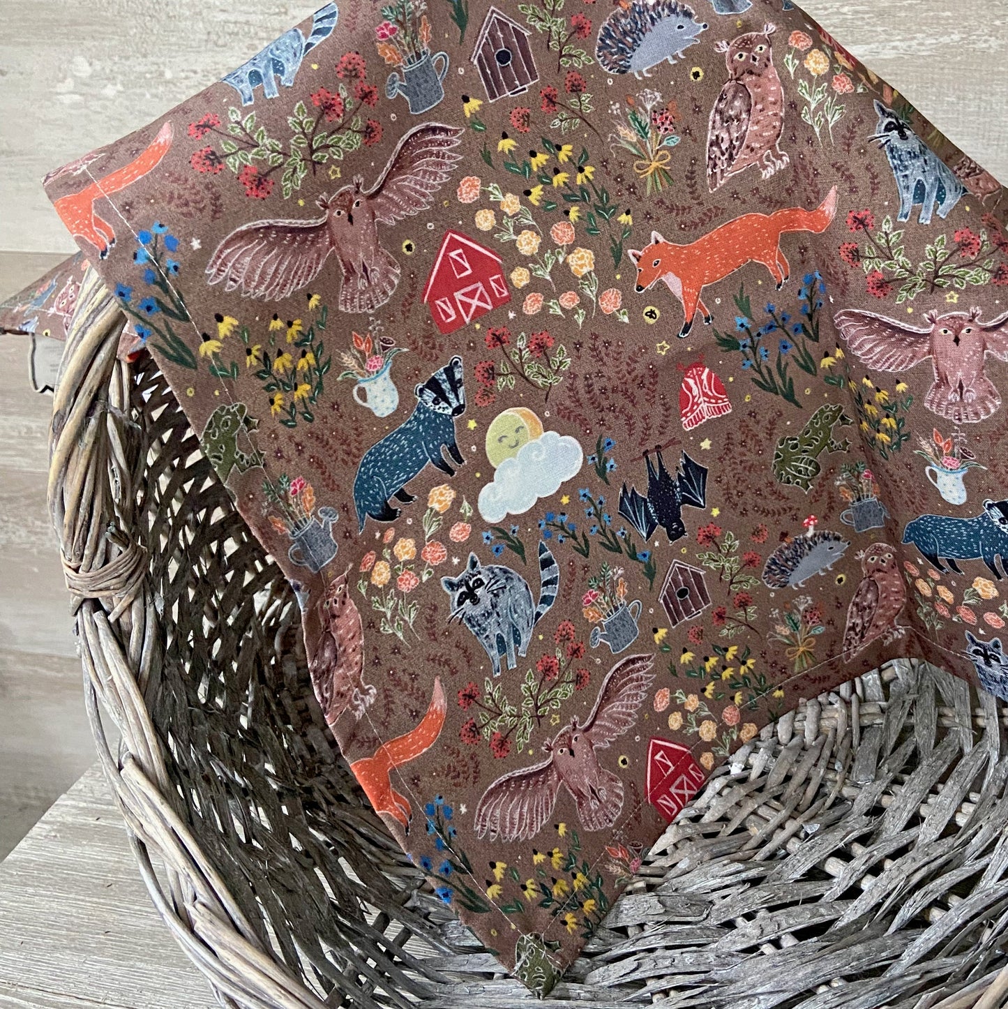 Creatures of the Night Tea Towel - organic cotton-hemp kitchen towel