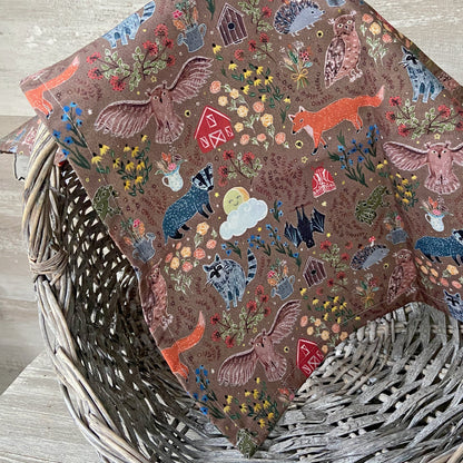 Creatures of the Night Tea Towel - organic cotton-hemp kitchen towel