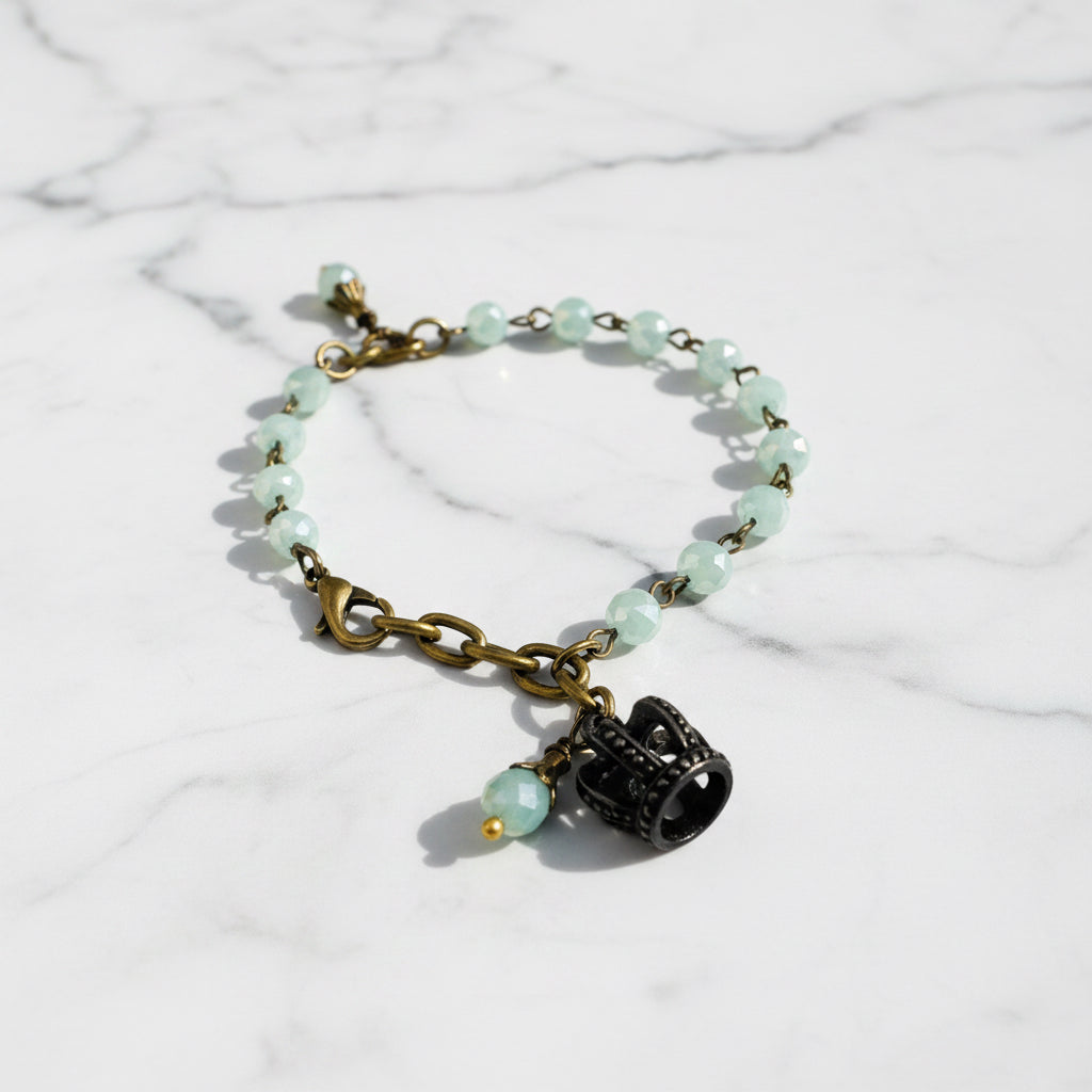 Crown Charm Beaded Bracelet