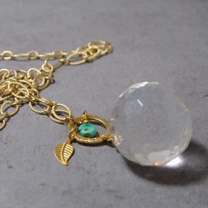 Crystal Ball Necklace with Feather & Turquoise Bead - Uni-T