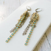 Crystal Stripes & Gold Jumbled Earrings