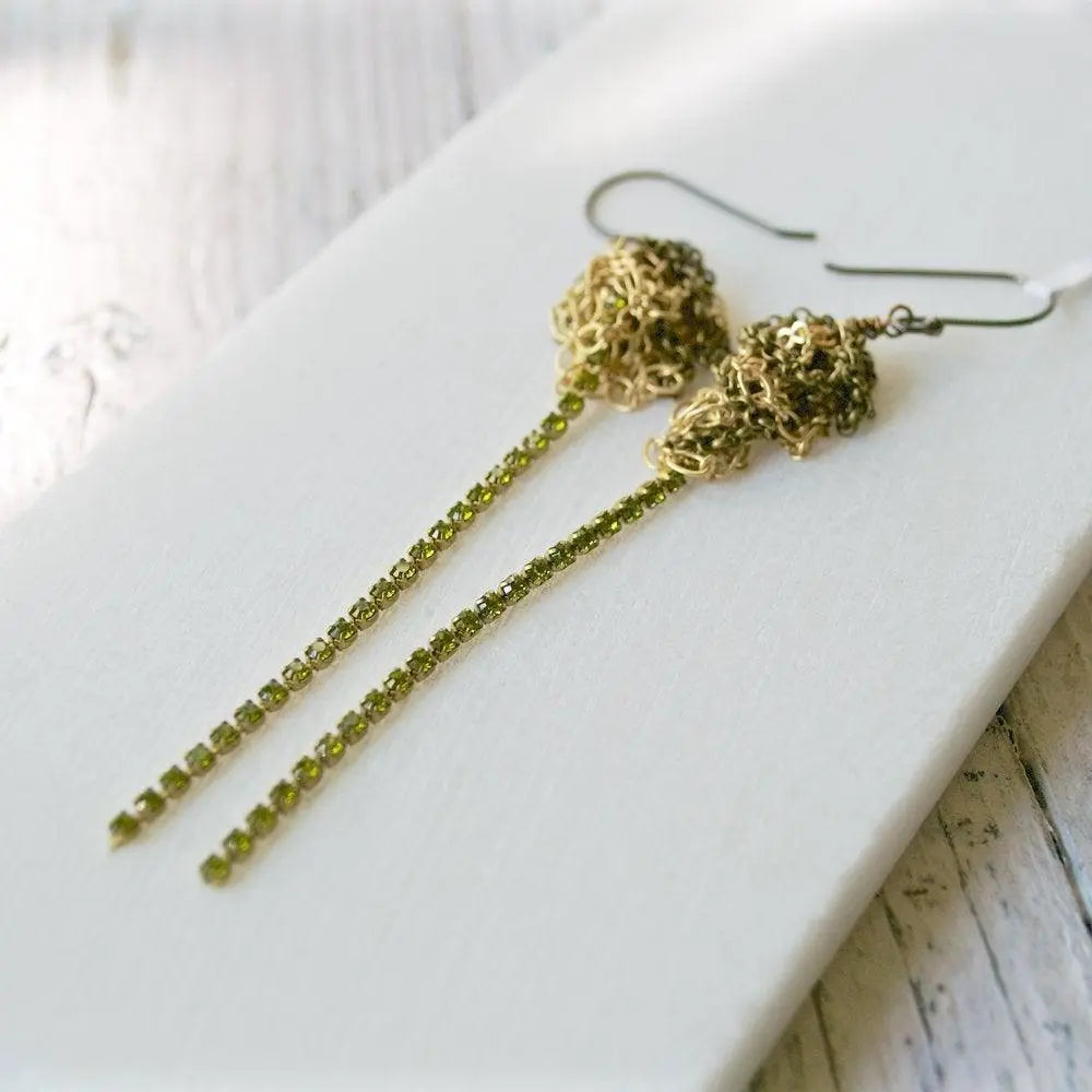 Crystal Stripes & Gold Jumbled Earrings