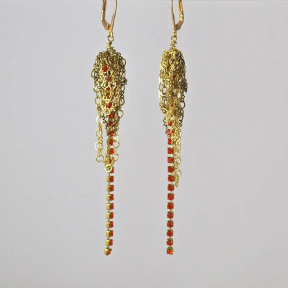 Crystal Stripes & Gold Jumbled Earrings - Uni-T