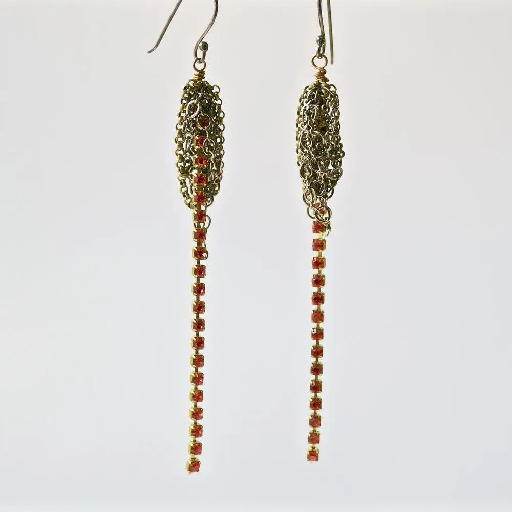 Crystal Stripes & Gun Metal Jumbled Earrings - Uni-T