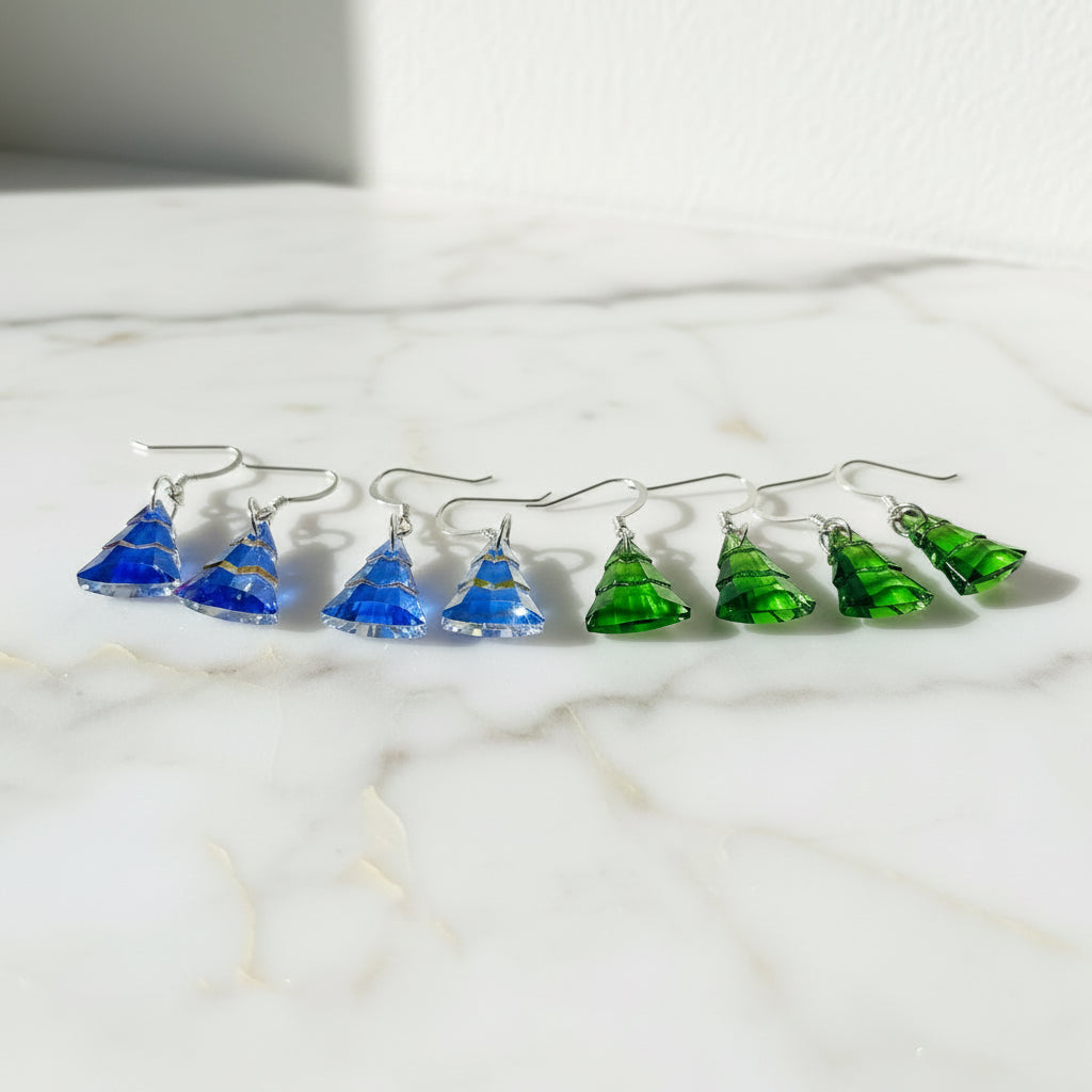 Christmas Tree Crystal Earrings*