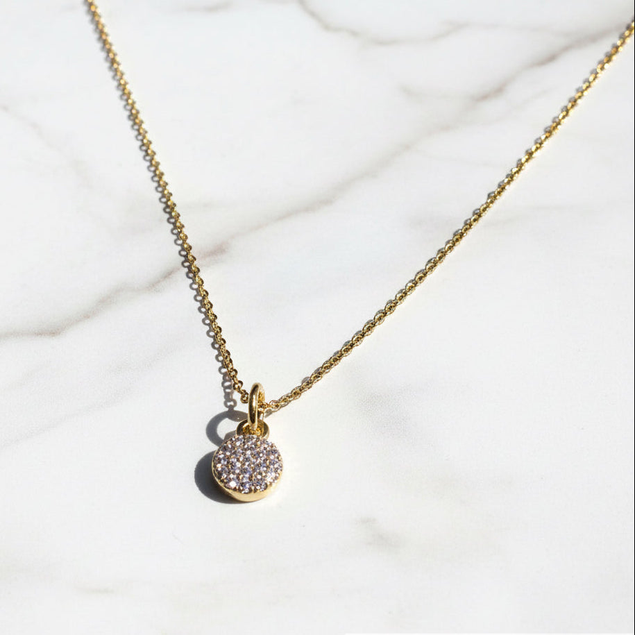 Cubic Zirconia Dot Necklace, Pave Necklace, Gold Necklace* Janine Design