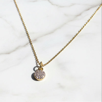 Cubic Zirconia Dot Necklace, Pave Necklace, Gold Necklace* Janine Design