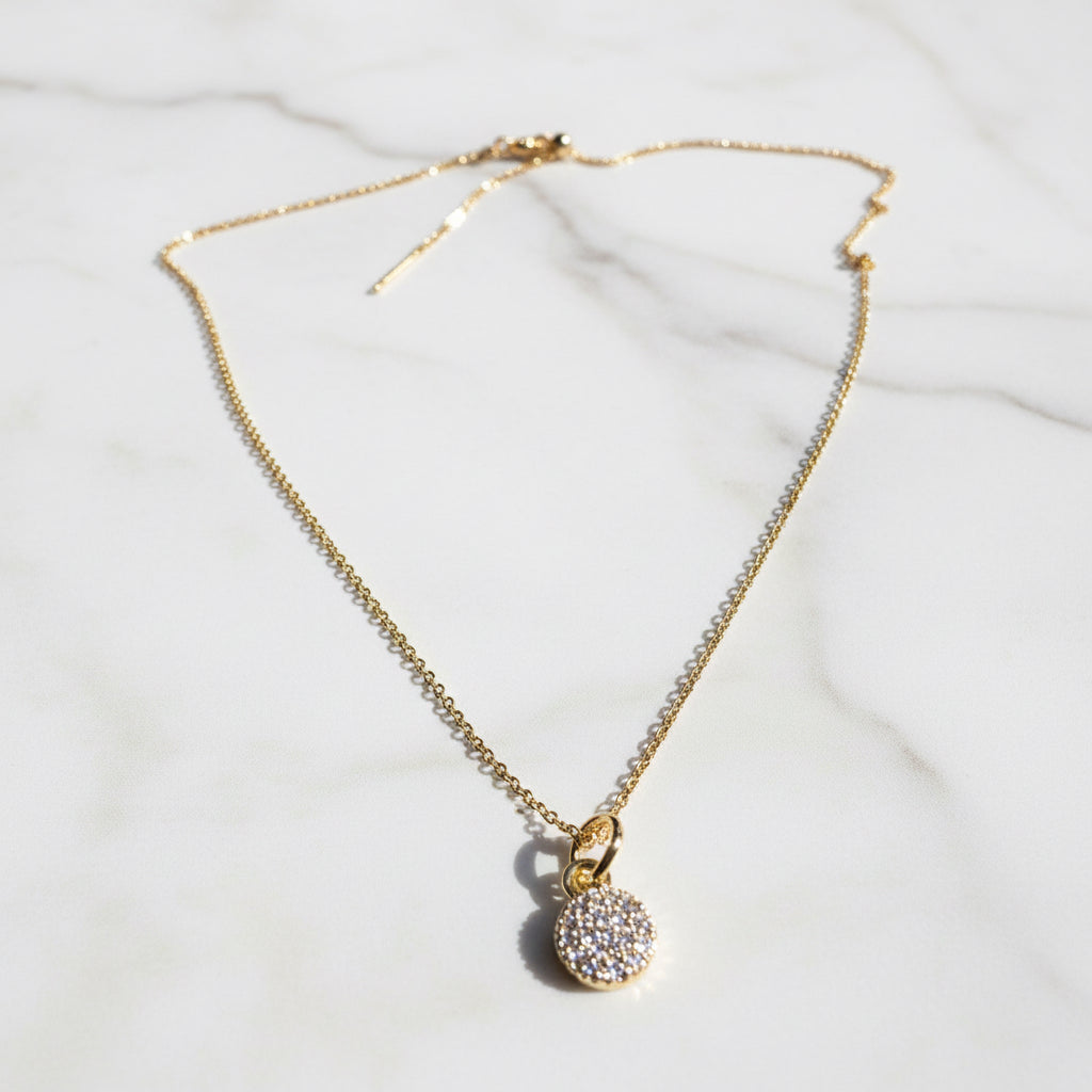 Cubic Zirconia Dot Necklace, Pave Necklace, Gold Necklace* Janine Design