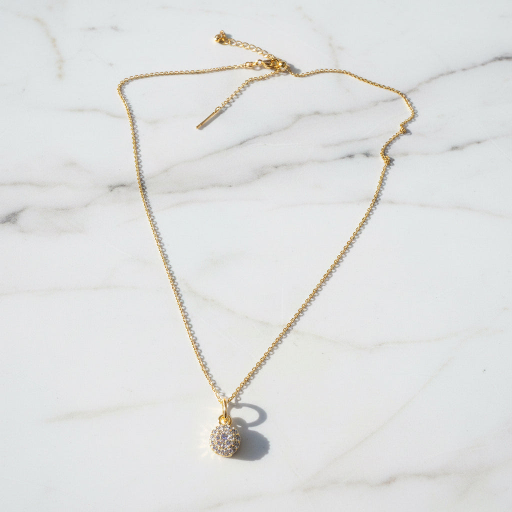 Cubic Zirconia Dot Necklace, Pave Necklace, Gold Necklace* Janine Design