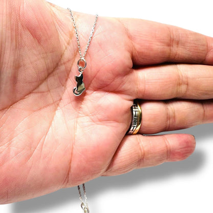 Tiny Cute Silver Kitty Necklace for Cat Lovers