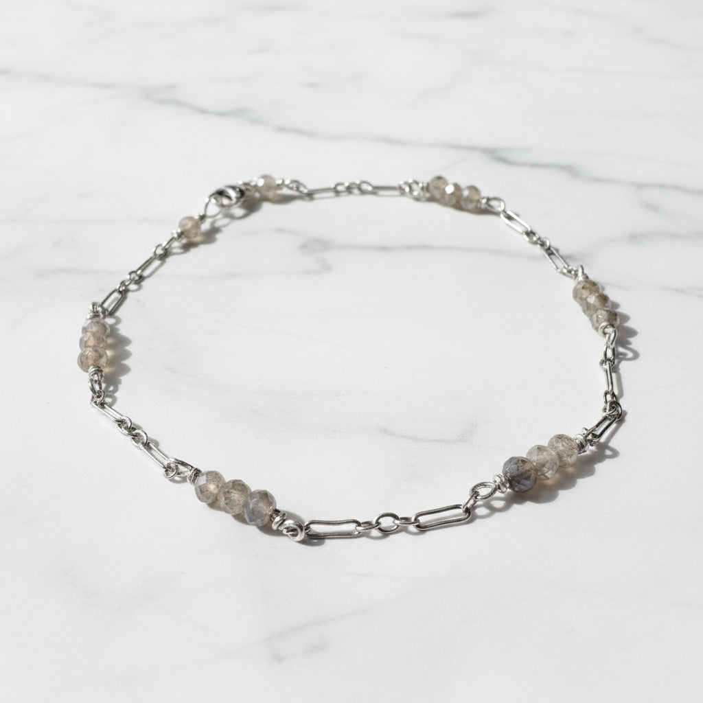 Silver and gemstone beaded bracelet for women