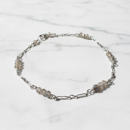 Silver and gemstone beaded bracelet for women